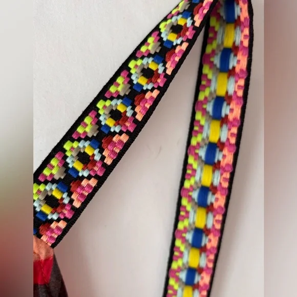 Anthropologie Pilcro Bright Colorful Geometric Racerback Top Peplum Sz M Buttons - Picture 7 of 13